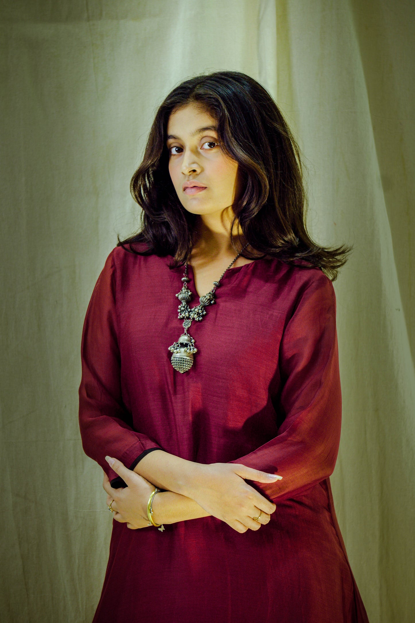 Garnet Essence – Chanderi Pant Kurta Set