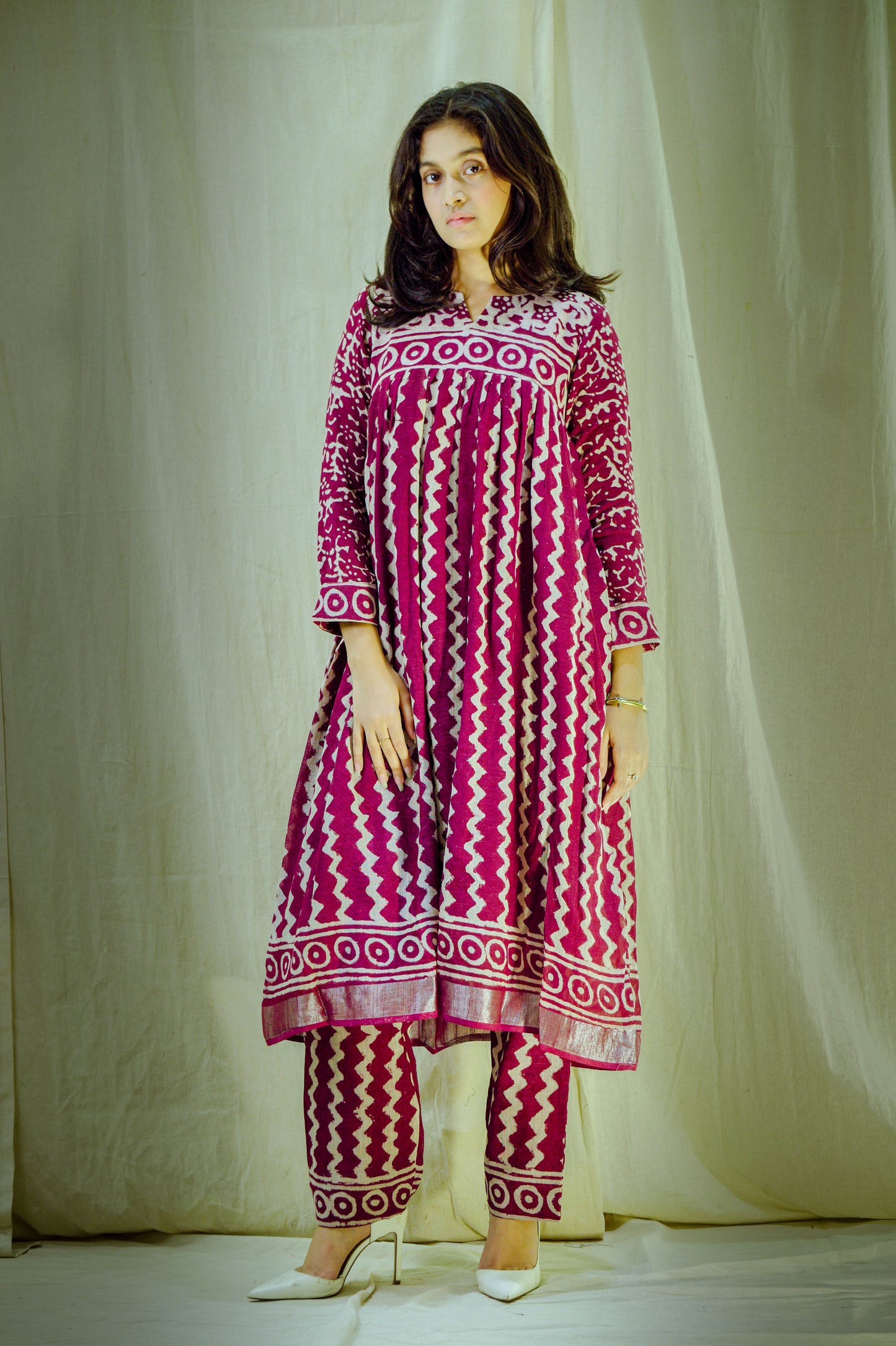 Wine Reverie – Block Printed Pant Kurta Set