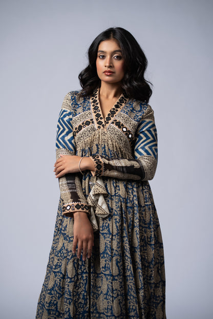 Neelkaar Sheesh Mirror Work Dress