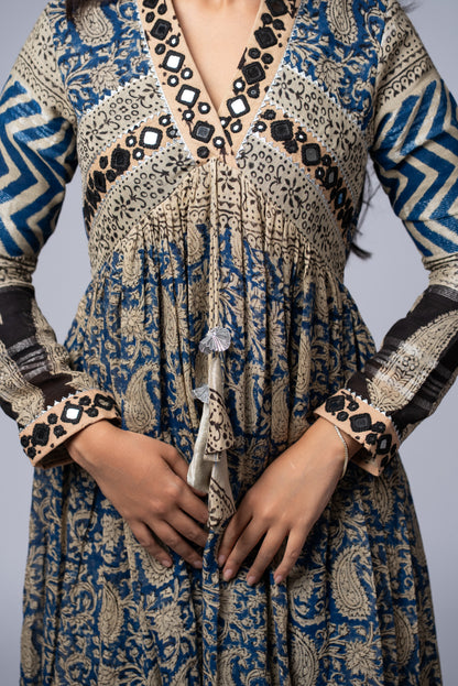 Neelkaar Sheesh Mirror Work Dress