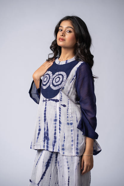 Neelrekh Shibori Kali Co-ord Set
