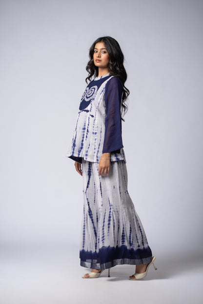 Neelrekh Shibori Kali Co-ord Set