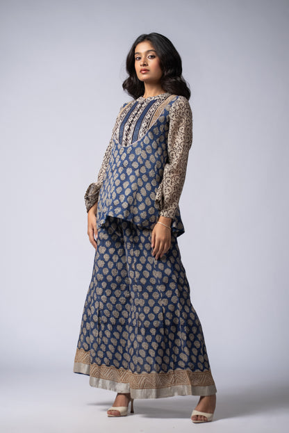 Neelbaft Ajrakh Kali Co-ord Set