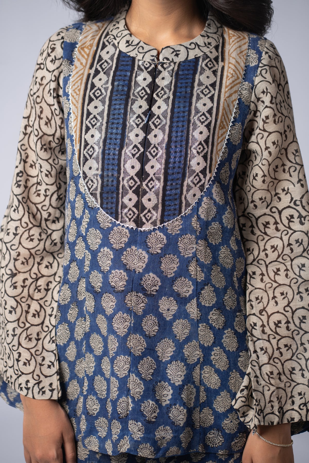 Neelbaft Ajrakh Kali Co-ord Set