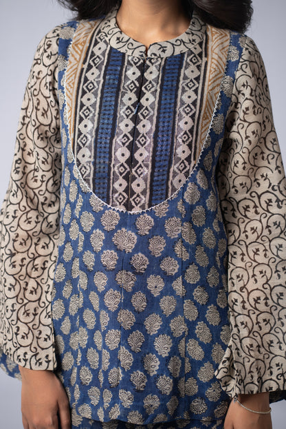 Neelbaft Ajrakh Kali Co-ord Set