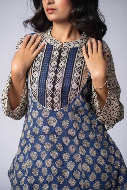 Neelbaft Ajrakh Kali Co-ord Set