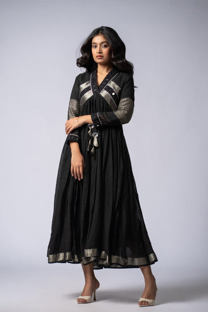Siyah Sheesh Signature Mirror Work Dress