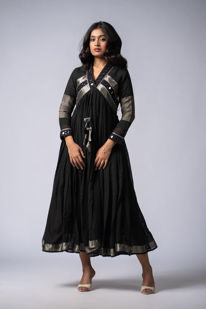 Siyah Sheesh Signature Mirror Work Dress