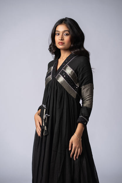 Siyah Sheesh Signature Mirror Work Dress