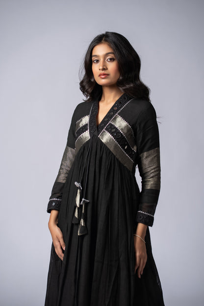 Siyah Sheesh Signature Mirror Work Dress