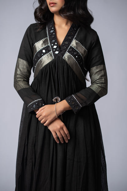 Siyah Sheesh Signature Mirror Work Dress