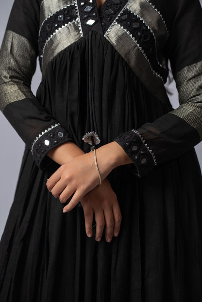 Siyah Sheesh Signature Mirror Work Dress