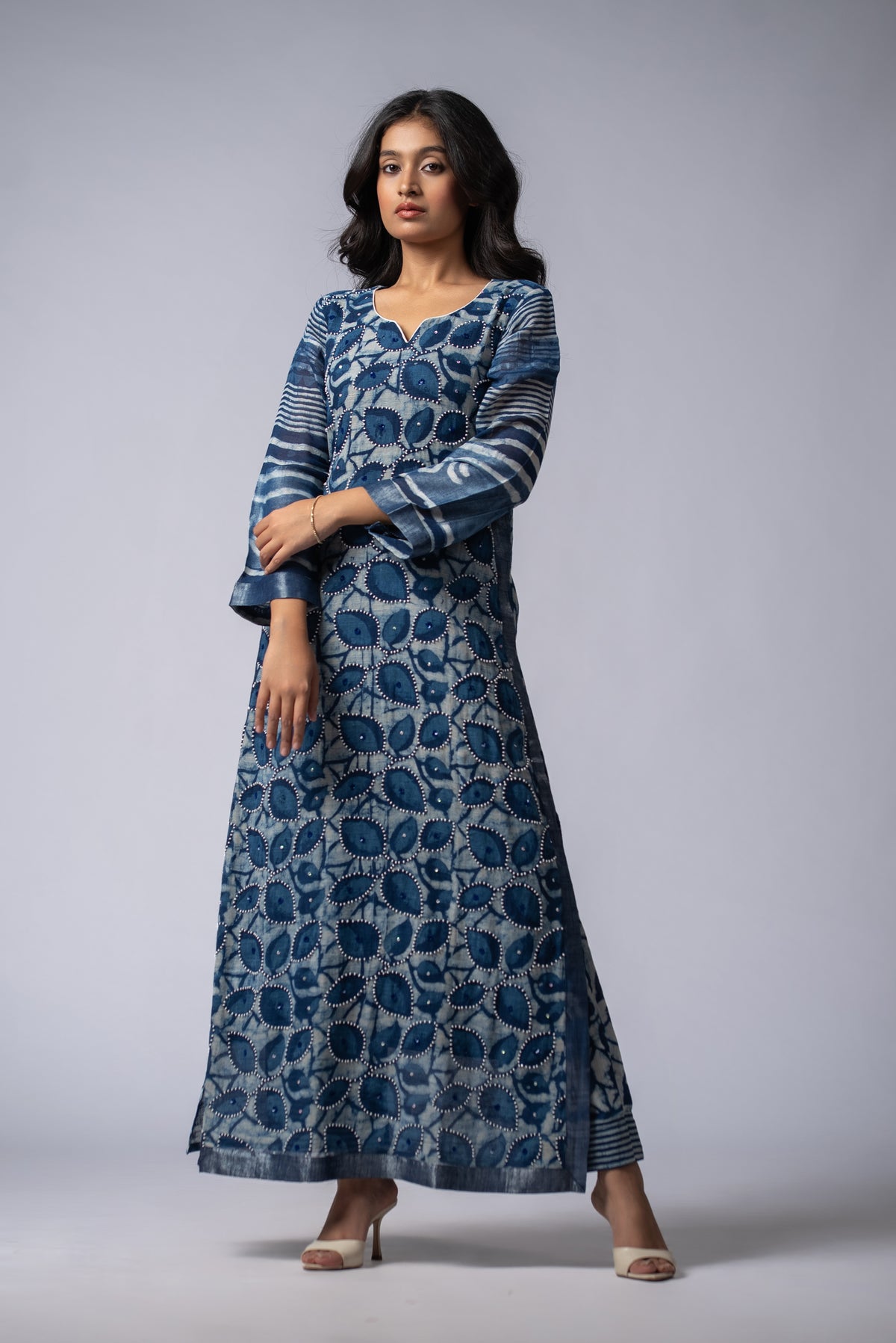 Mehrunnisa Shabaf Indigo Beadwork Pant Kurta Set