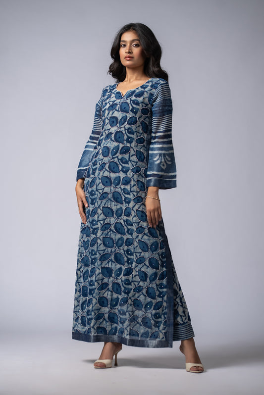 Mehrunnisa Shabaf Indigo Beadwork Pant Kurta Set