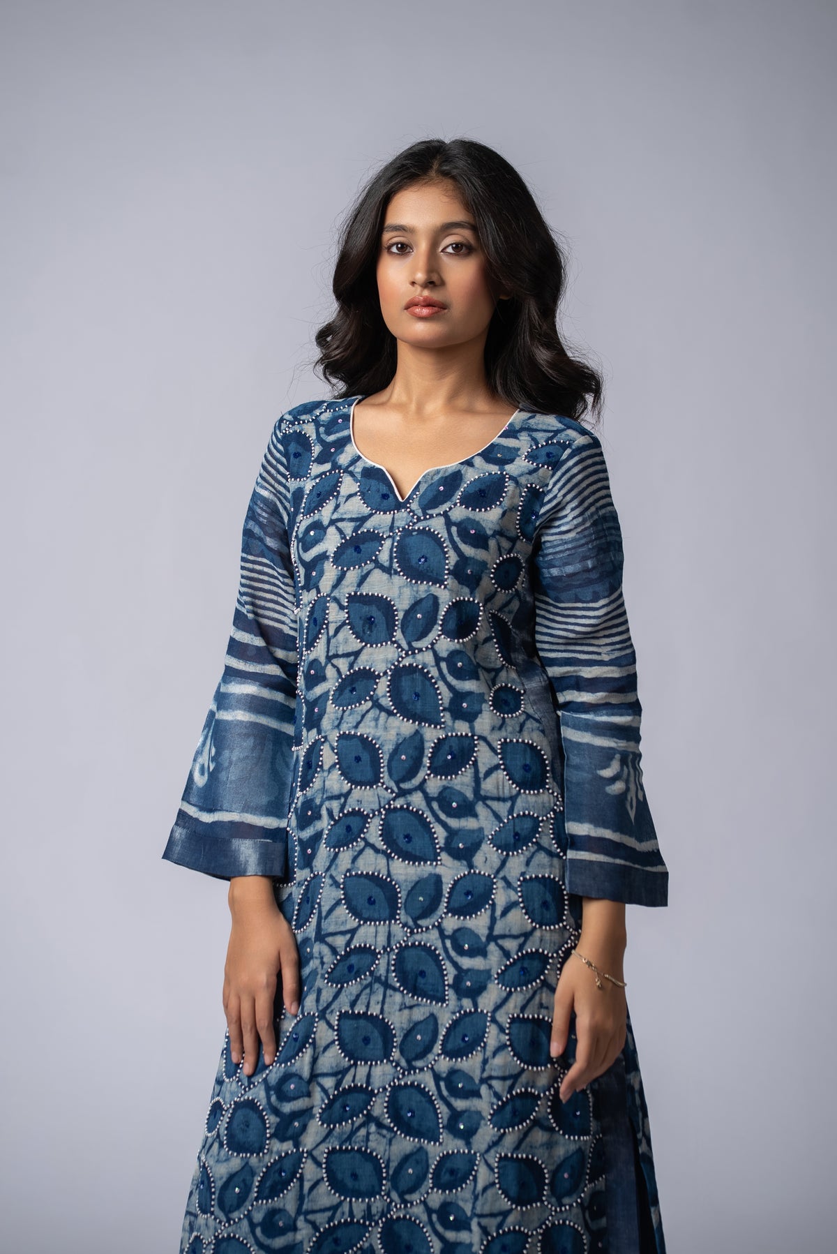 Mehrunnisa Shabaf Indigo Beadwork Pant Kurta Set