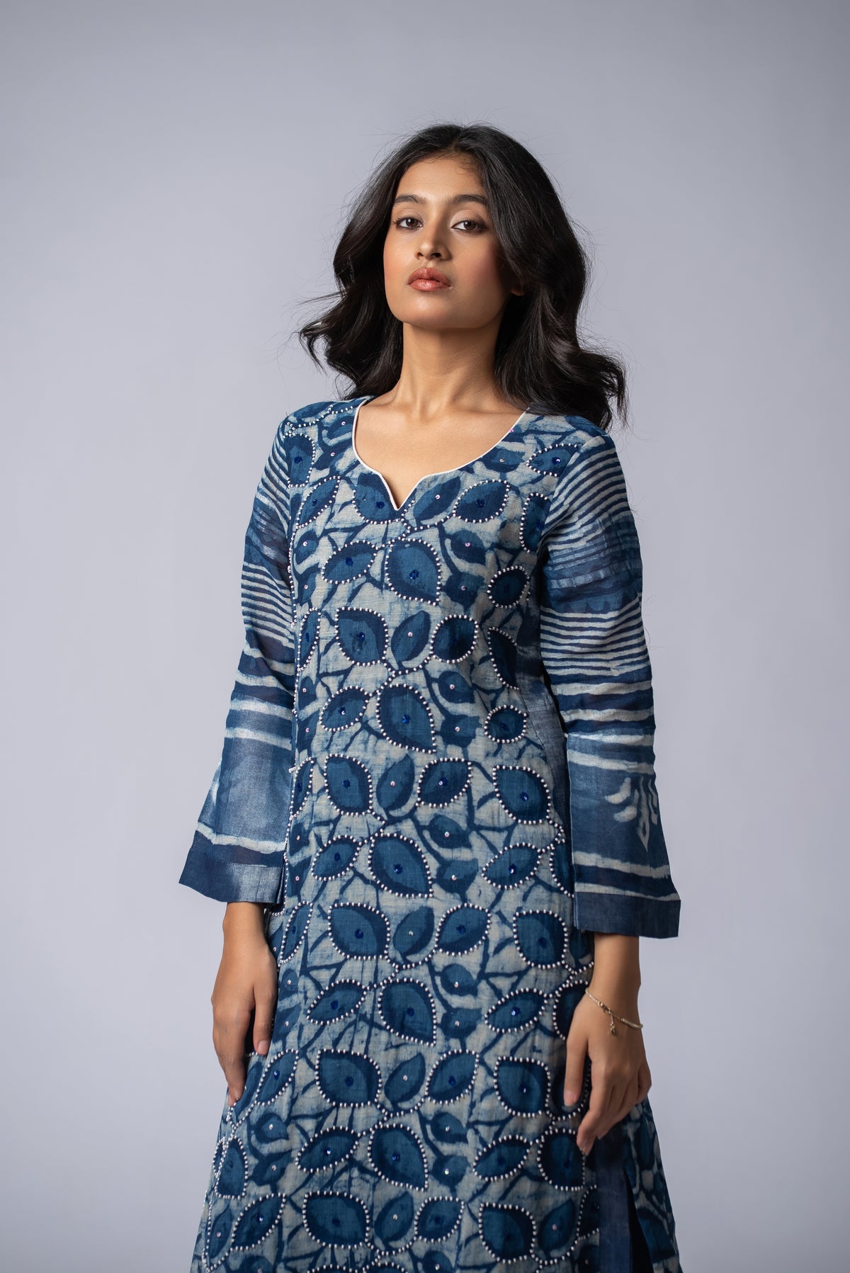 Mehrunnisa Shabaf Indigo Beadwork Pant Kurta Set