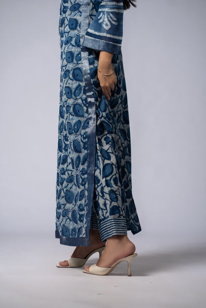 Mehrunnisa Shabaf Indigo Beadwork Pant Kurta Set