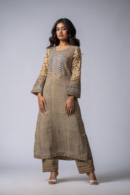 Mehrunnisa Girah Beige Pant Kurta Set