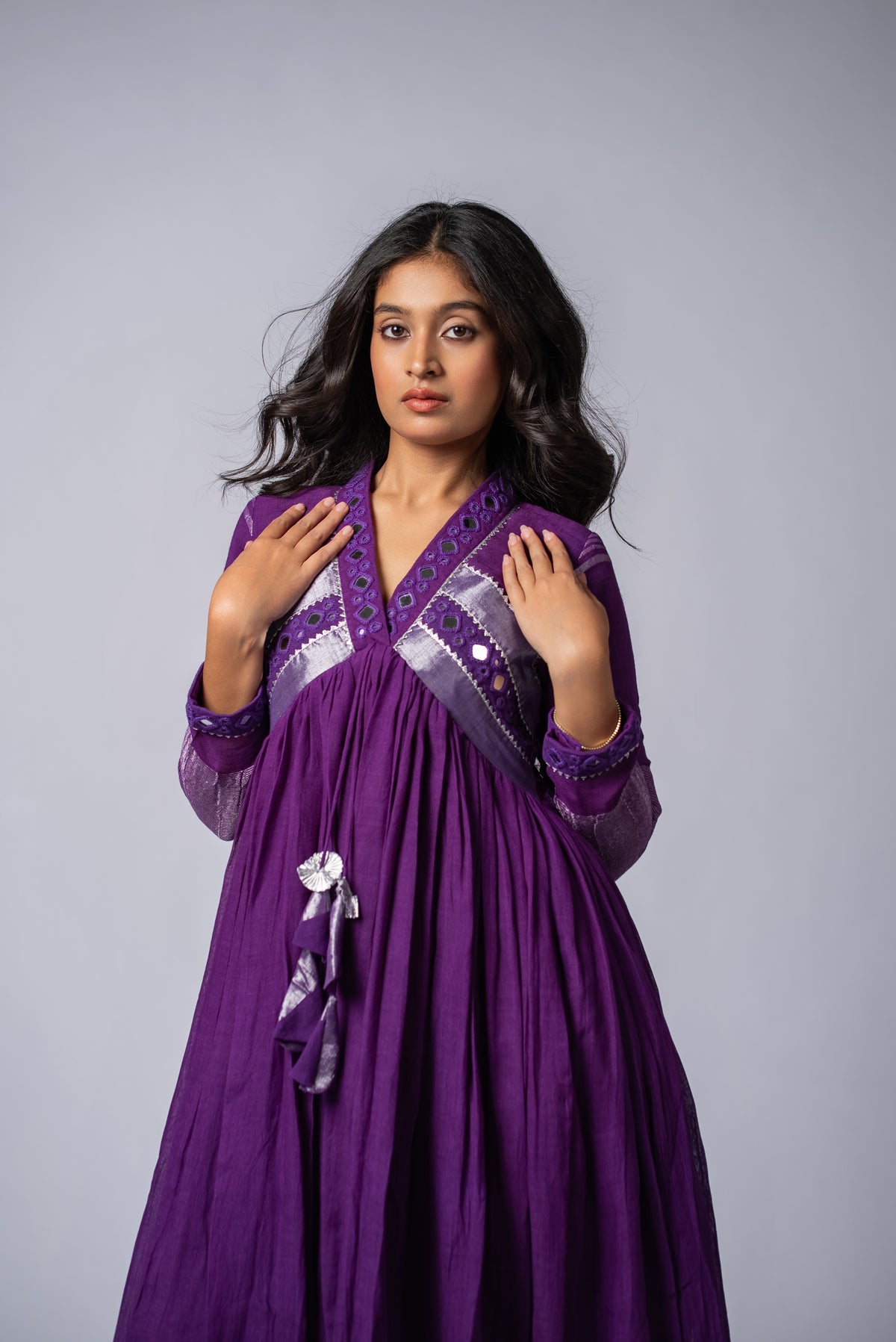 Jamawar Sheesh Signature Mirror Work Dress
