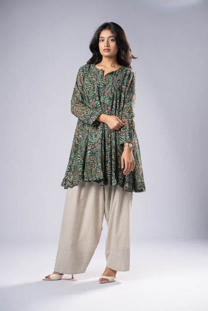 Vasudha Linen Flare Kurta