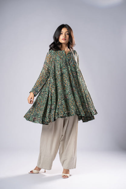 Vasudha Linen Flare Kurta