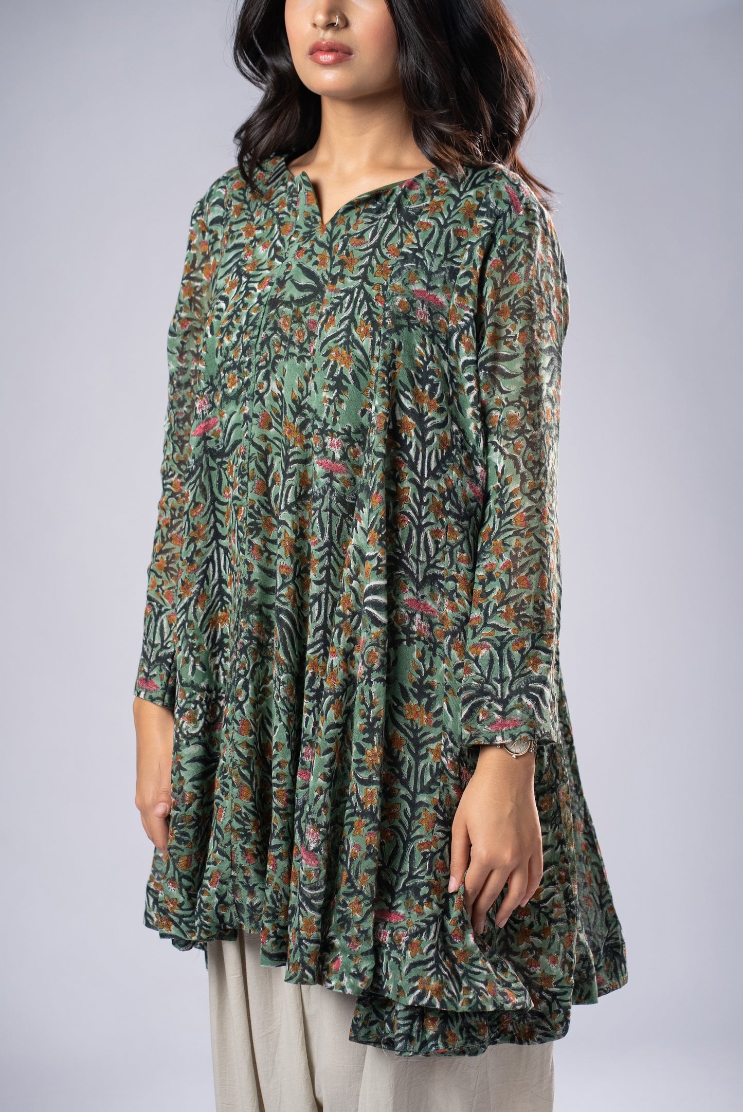 Vasudha Linen Flare Kurta
