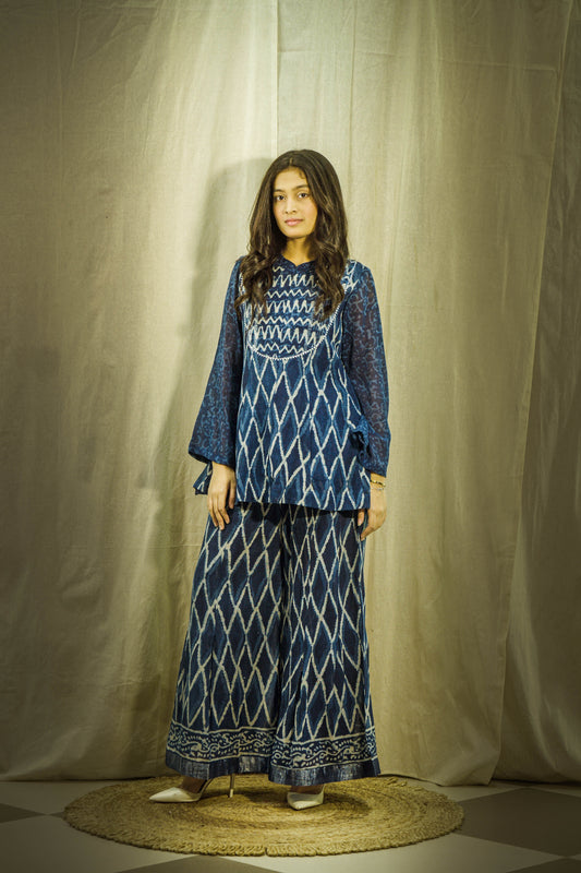 Neelaya Indigo Artisan Linen Co-ord Set