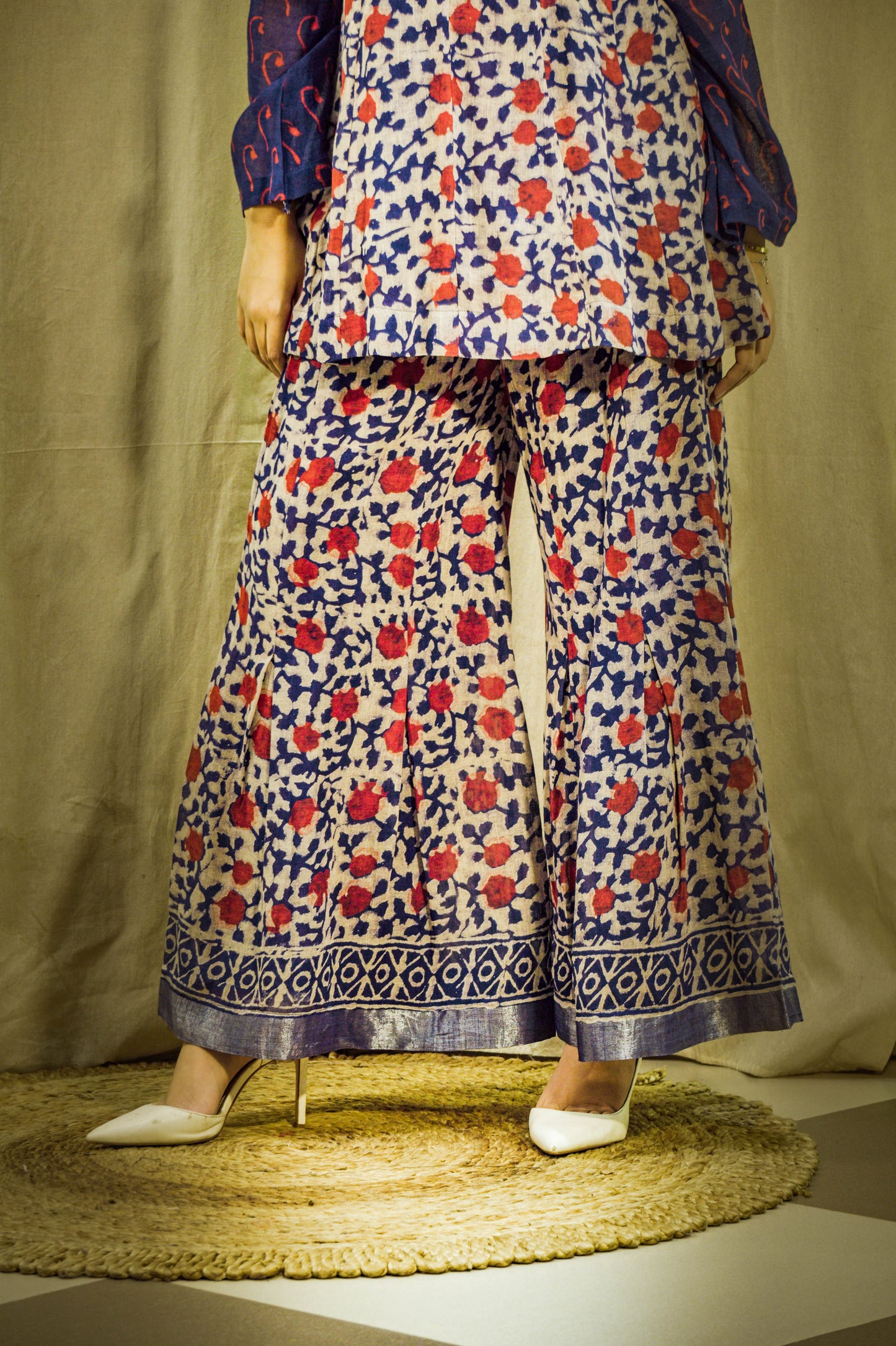 Neelambara Indigo Kalamkari Linen Co-ord Set
