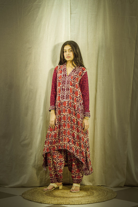 Rangrez Block Print Linen Dhoti Kurta Set