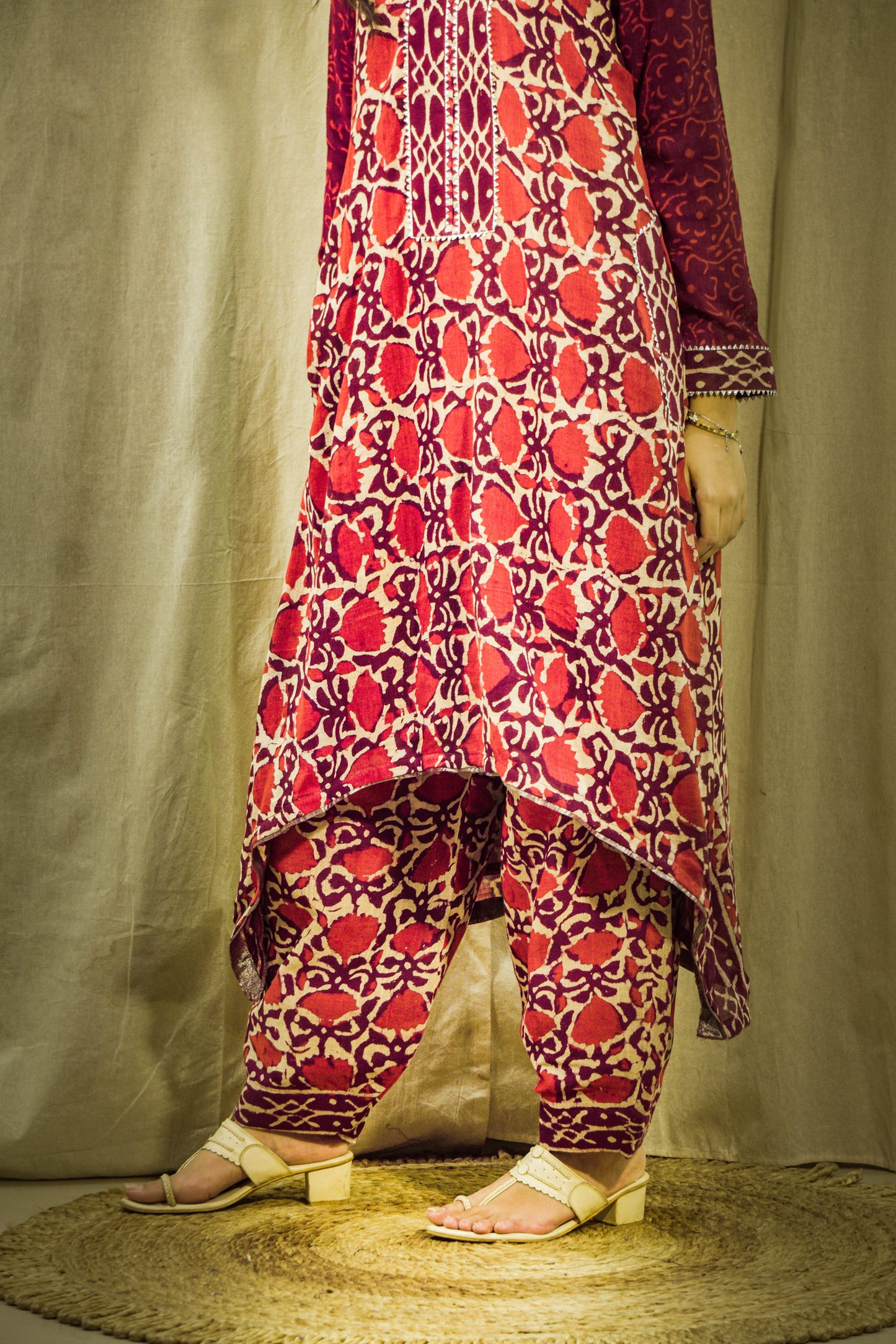 Rangrez Block Print Linen Dhoti Kurta Set