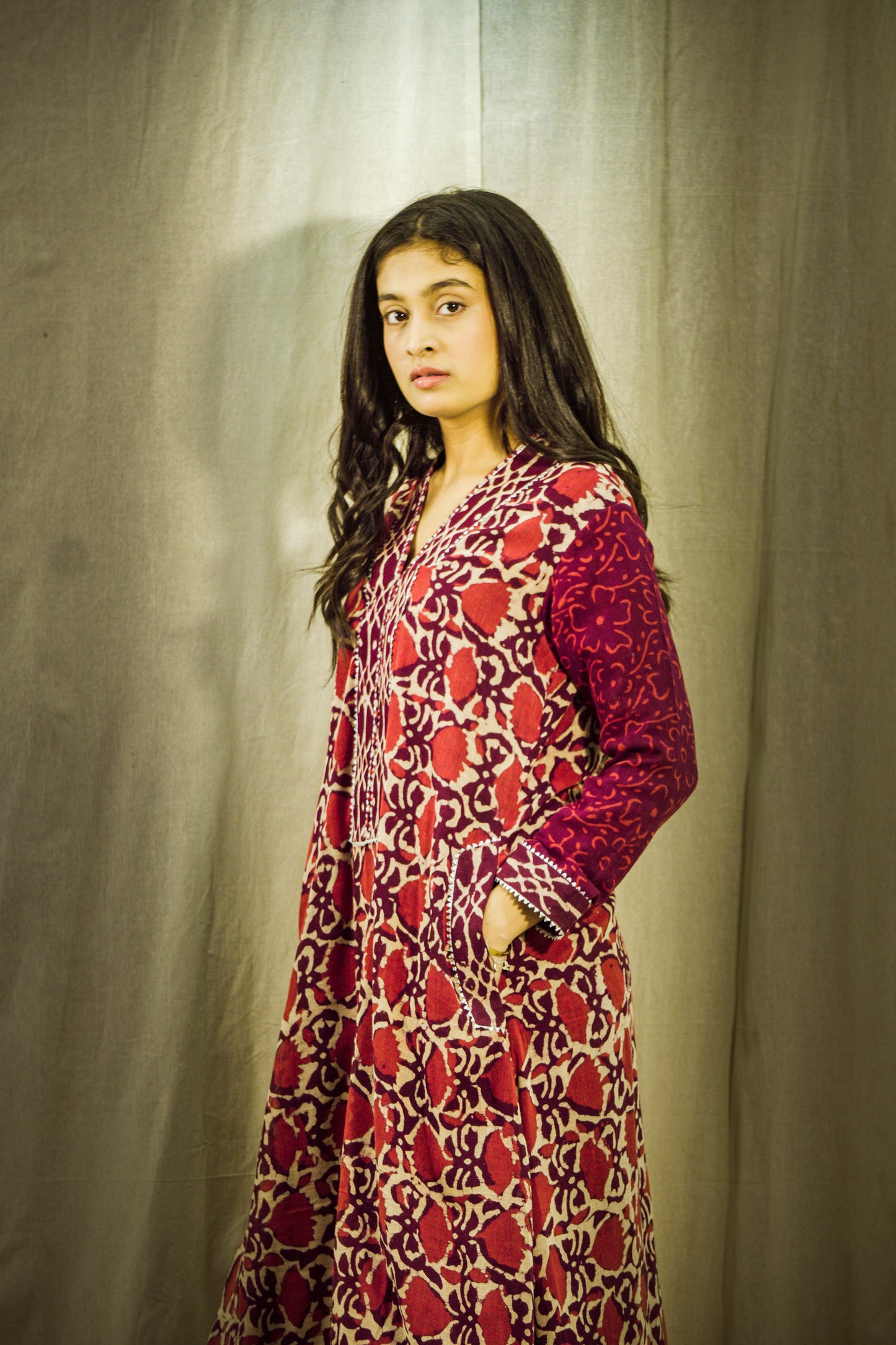 Rangrez Block Print Linen Dhoti Kurta Set