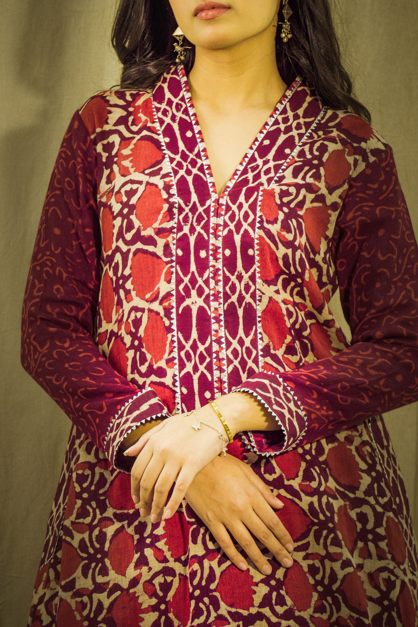 Rangrez Block Print Linen Dhoti Kurta Set