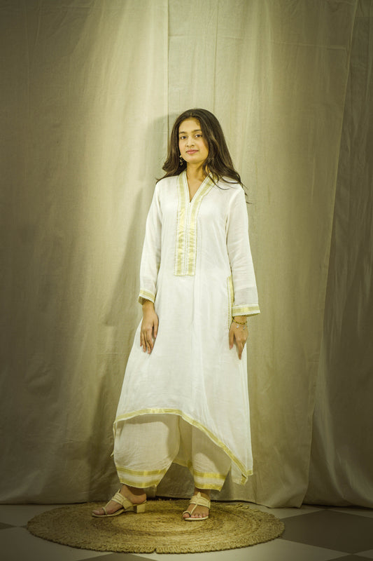 Noor White Linen Dhoti Kurta Set