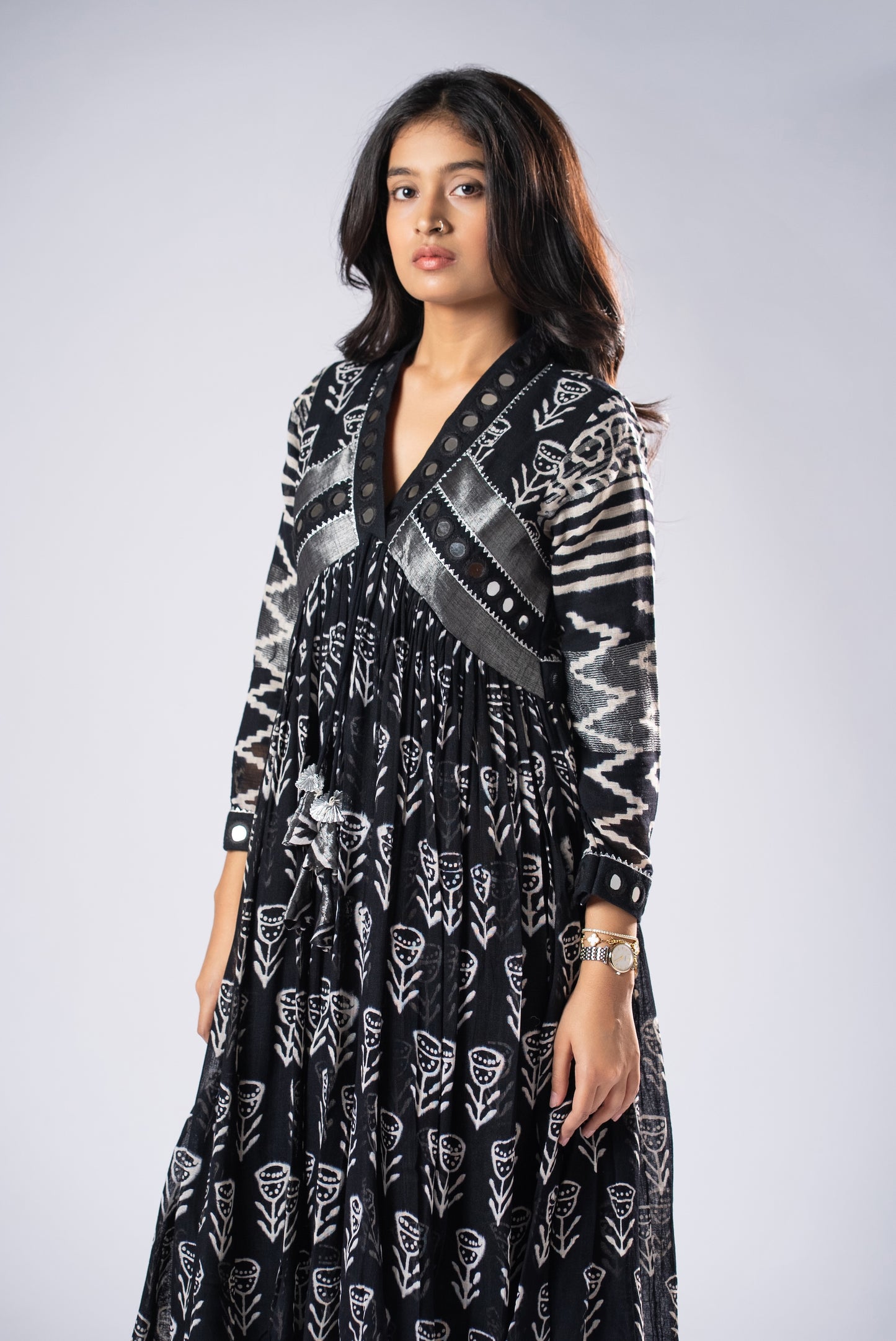 BlackKumudini Mirror Work Dress