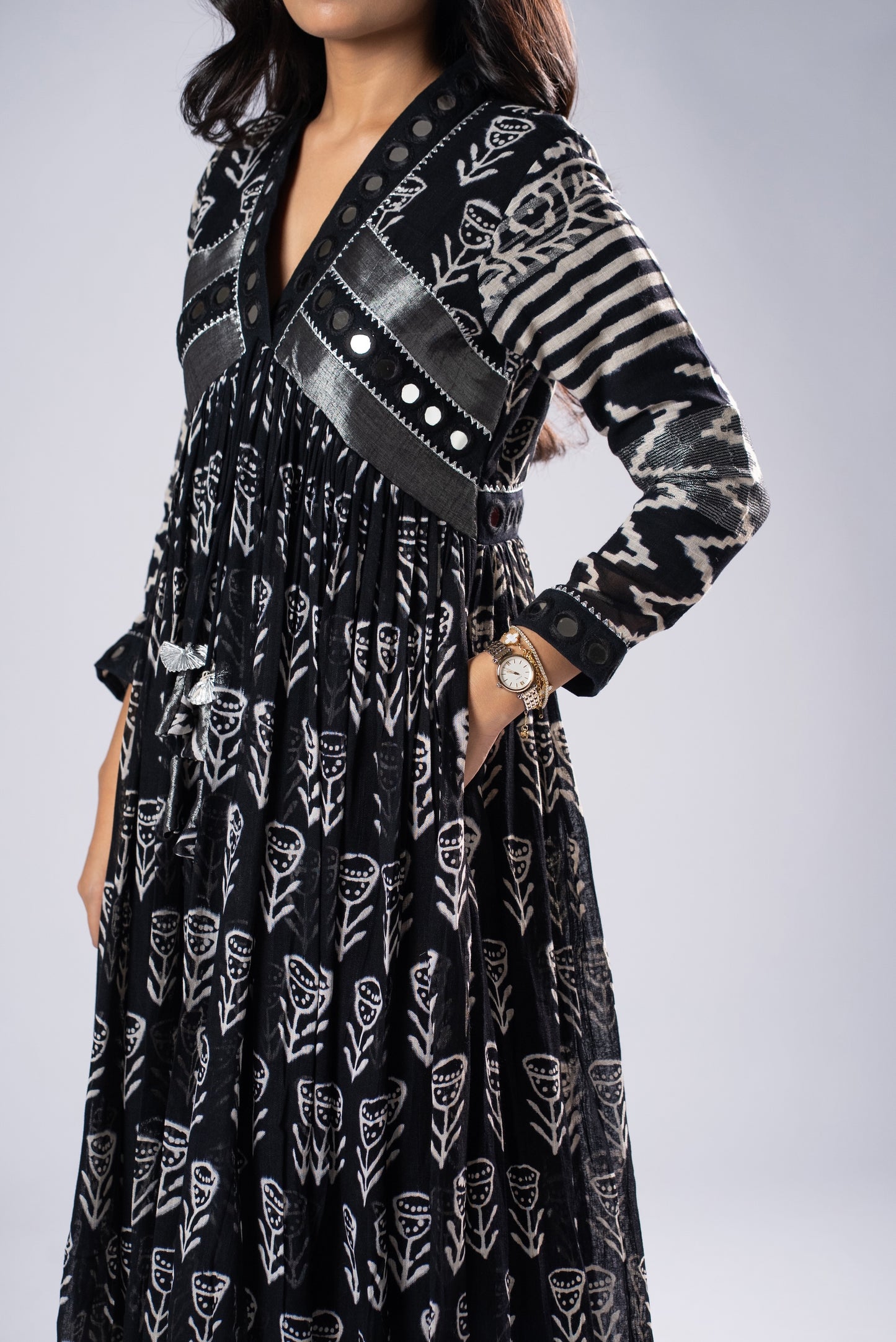 BlackKumudini Mirror Work Dress