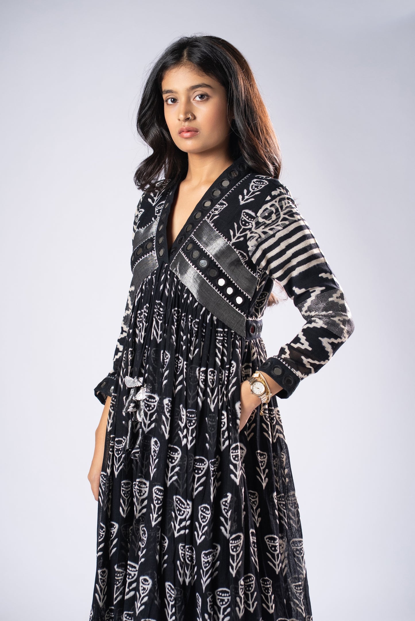 BlackKumudini Mirror Work Dress