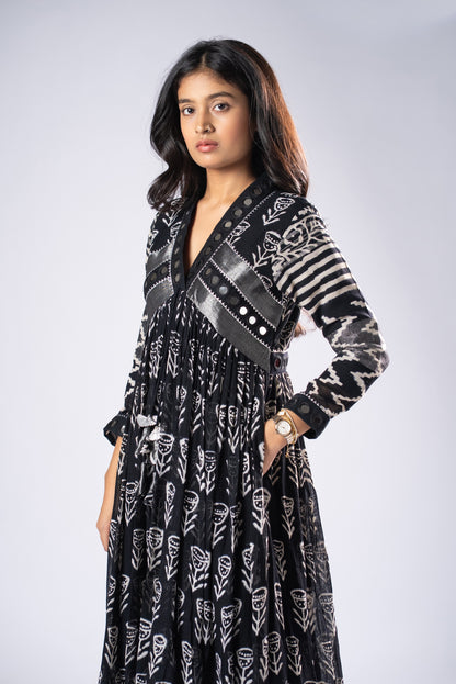 BlackKumudini Mirror Work Dress