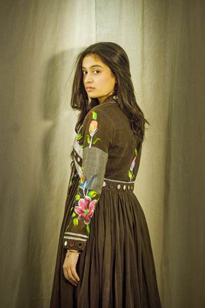 Gul Sheen Cocoa Handpainted Linen Dress