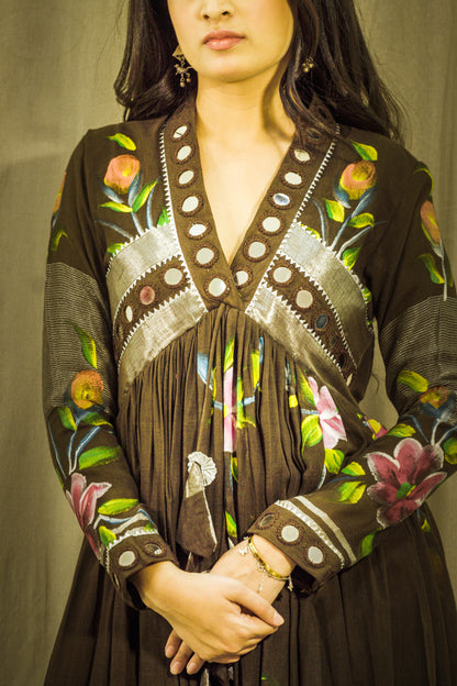 Gul Sheen Cocoa Handpainted Linen Dress