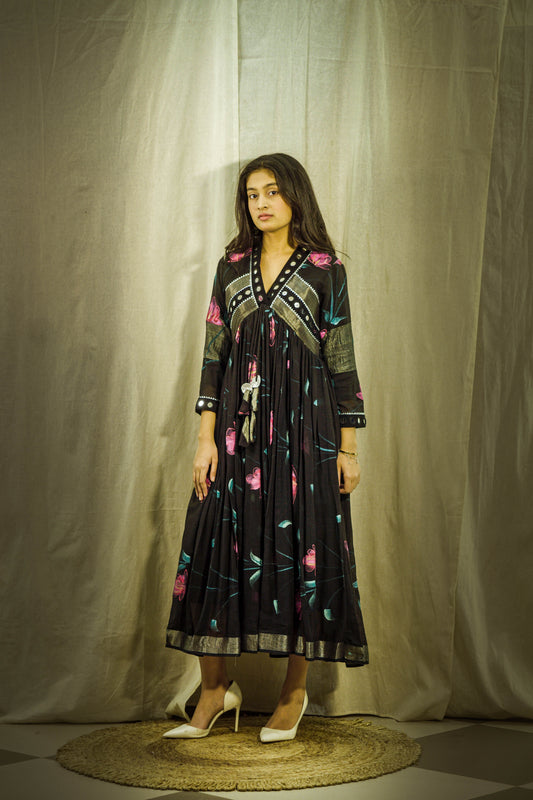 Raat Sheen Handpainted Linen Dress