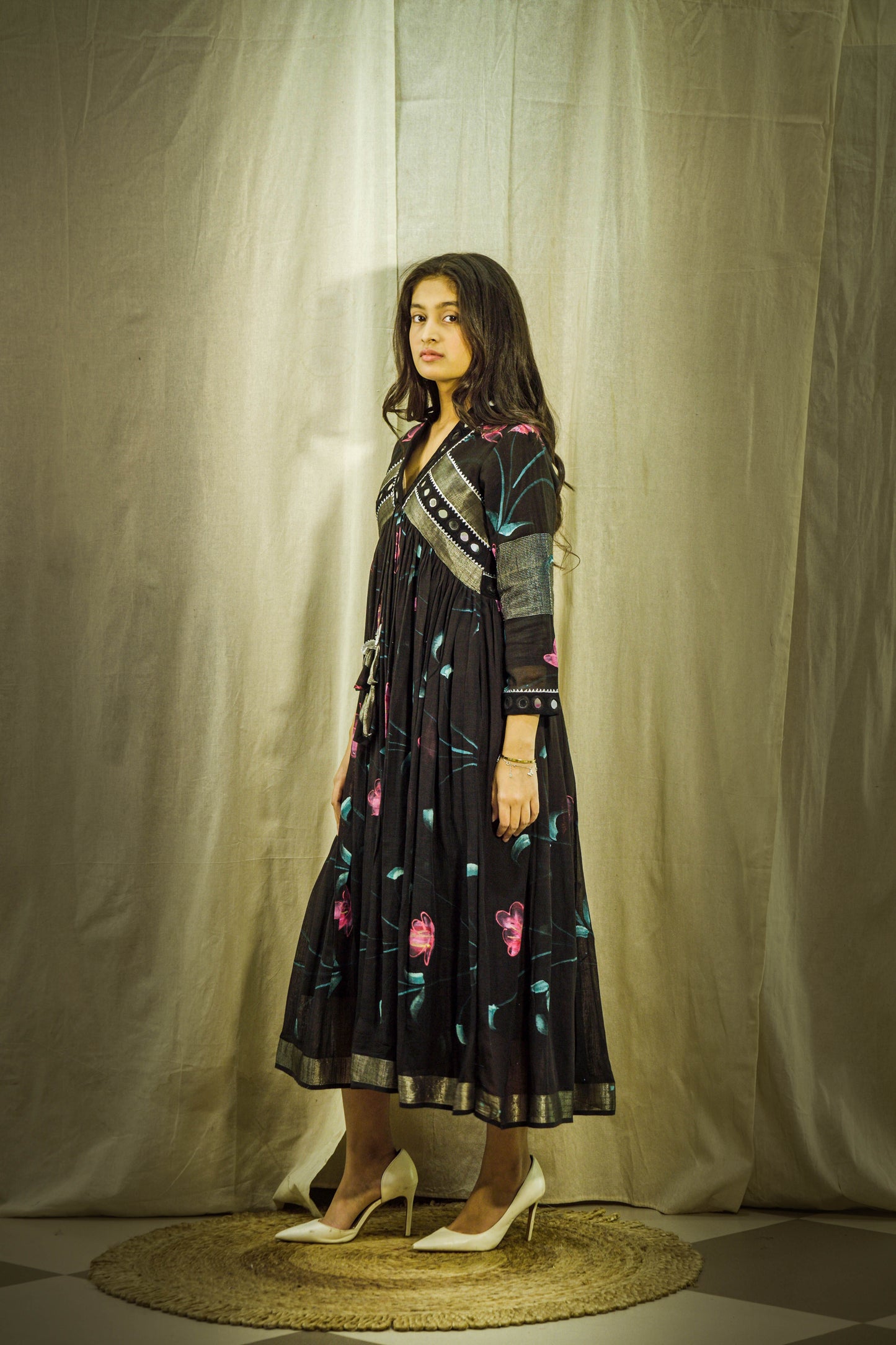 Raat Sheen Handpainted Linen Dress