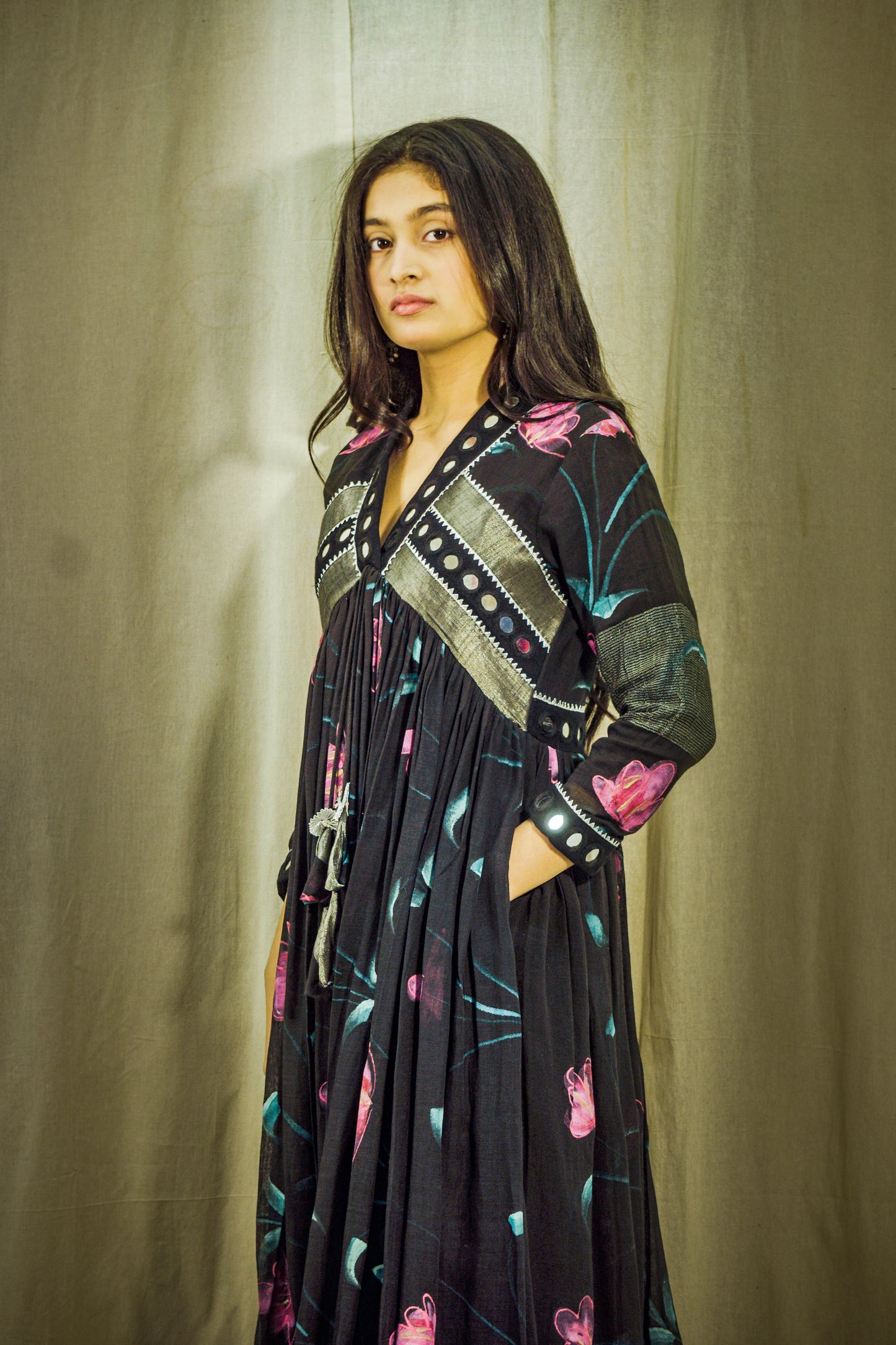 Raat Sheen Handpainted Linen Dress