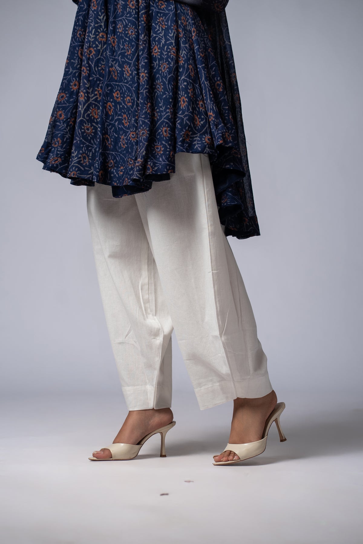 White Noir Barrel Pants