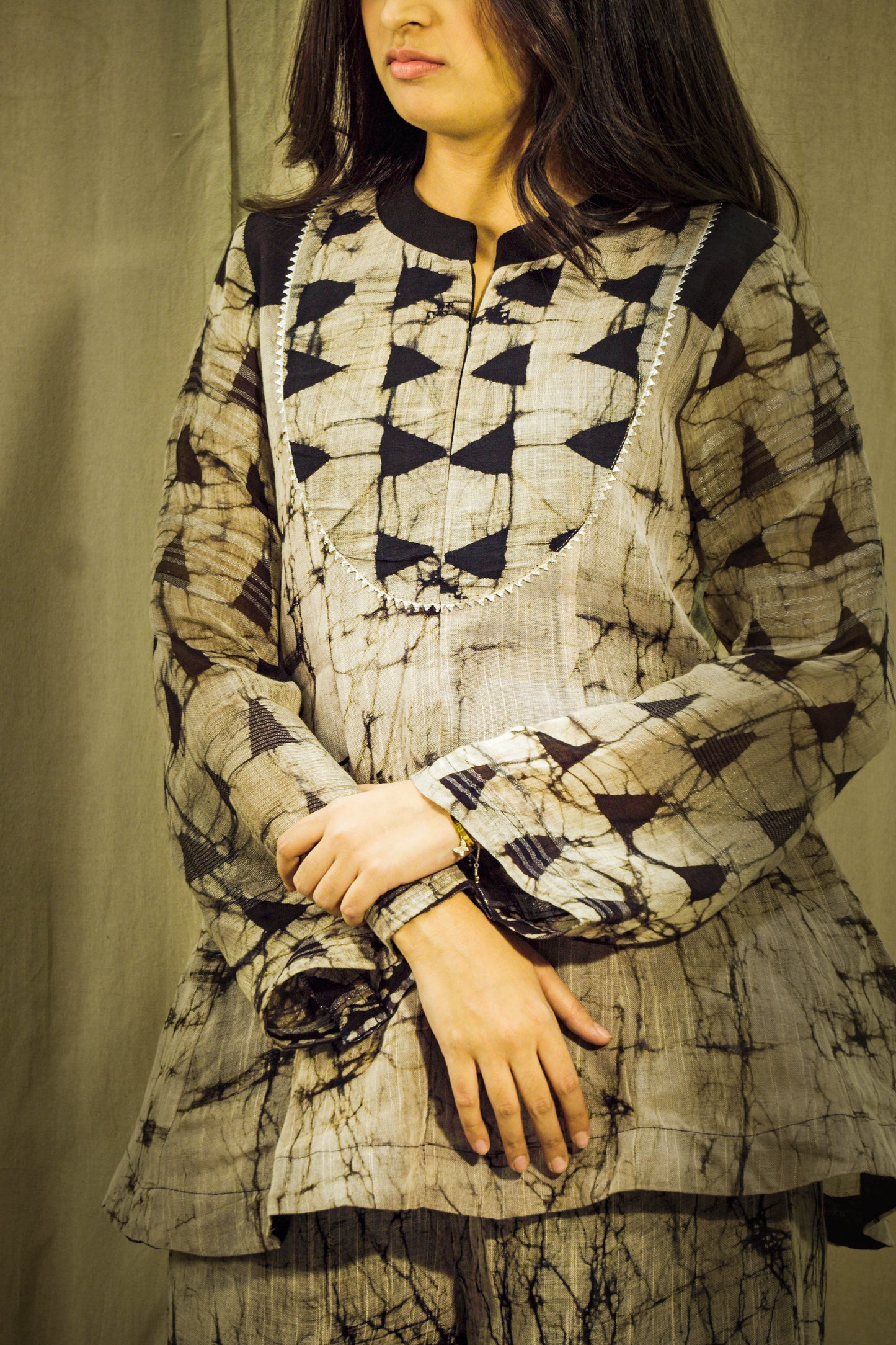 Shibori Noir Kali Linen Co-ord Set