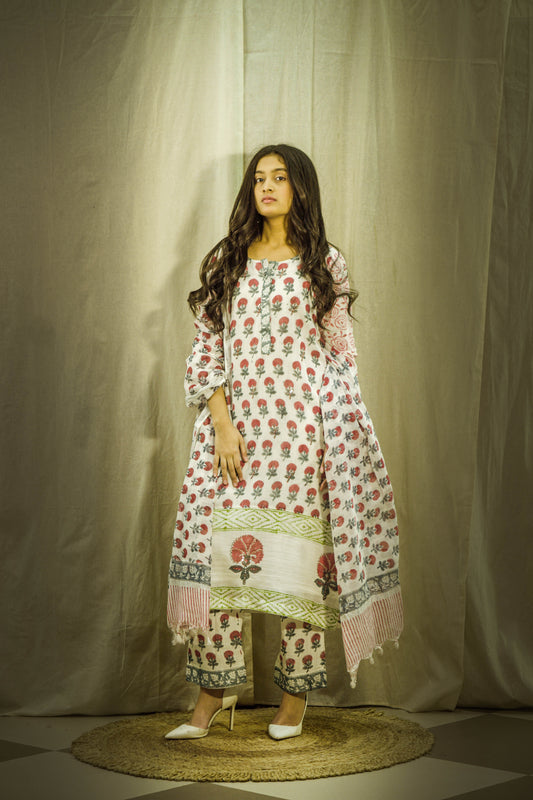 Mehr Rang Mughal Linen Kurta Set