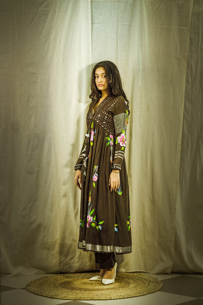 Cocoa Gulnoor Luxe Handpainted Mirror Linen Kurta Set