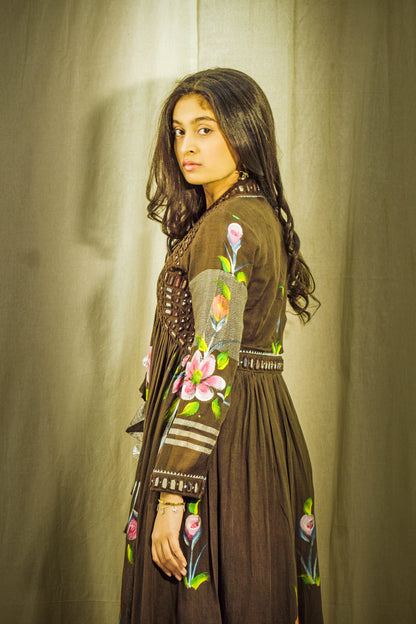 Cocoa Gulnoor Luxe Handpainted Mirror Linen Kurta Set