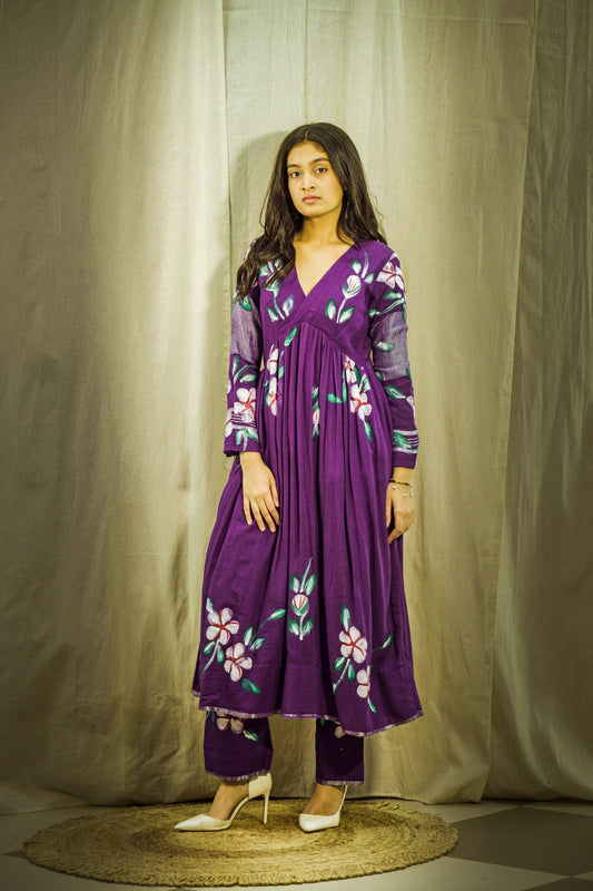 Rajni Mallika Handpainted Linen Kurta Set