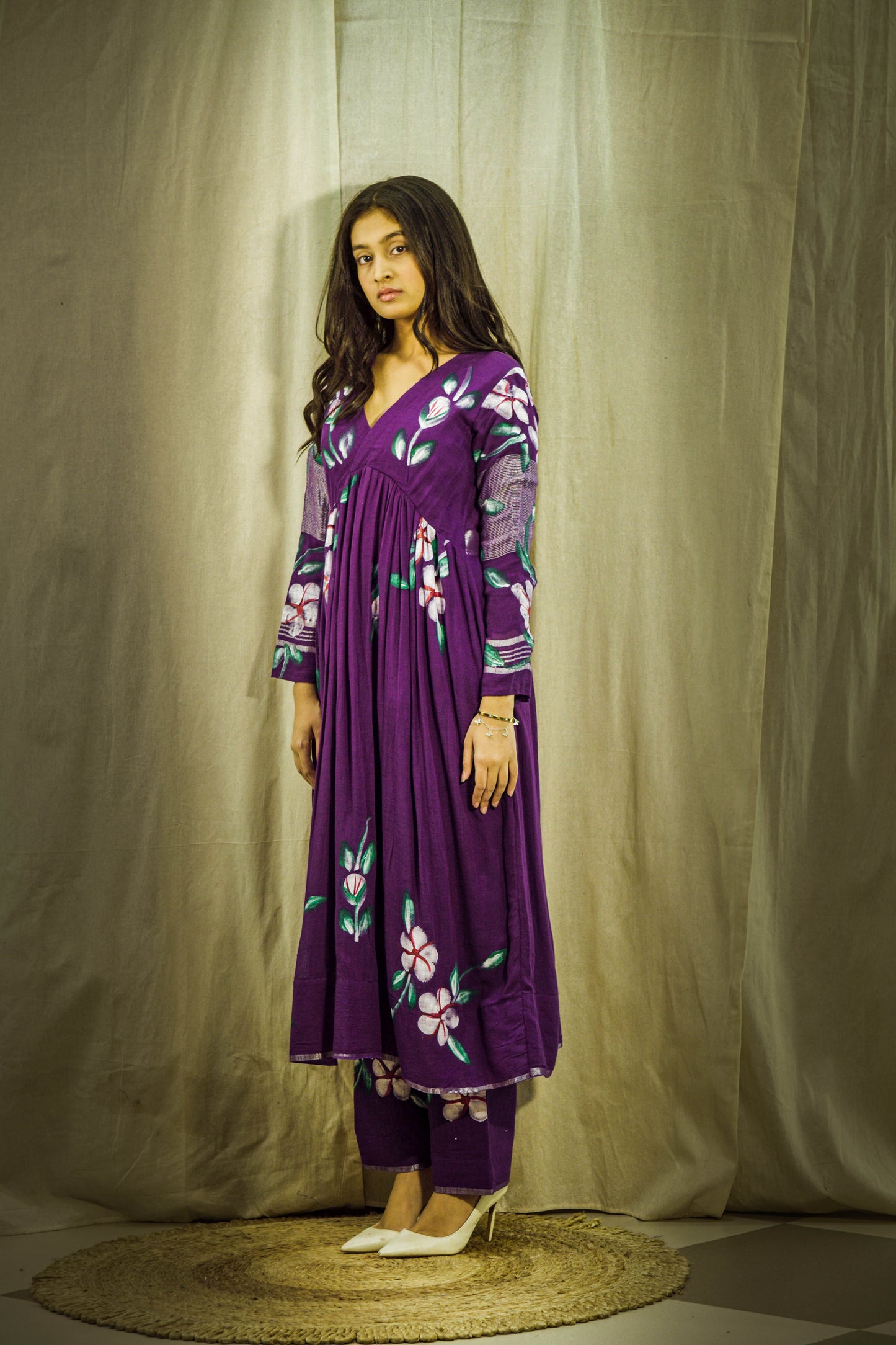 Rajni Mallika Handpainted Linen Kurta Set
