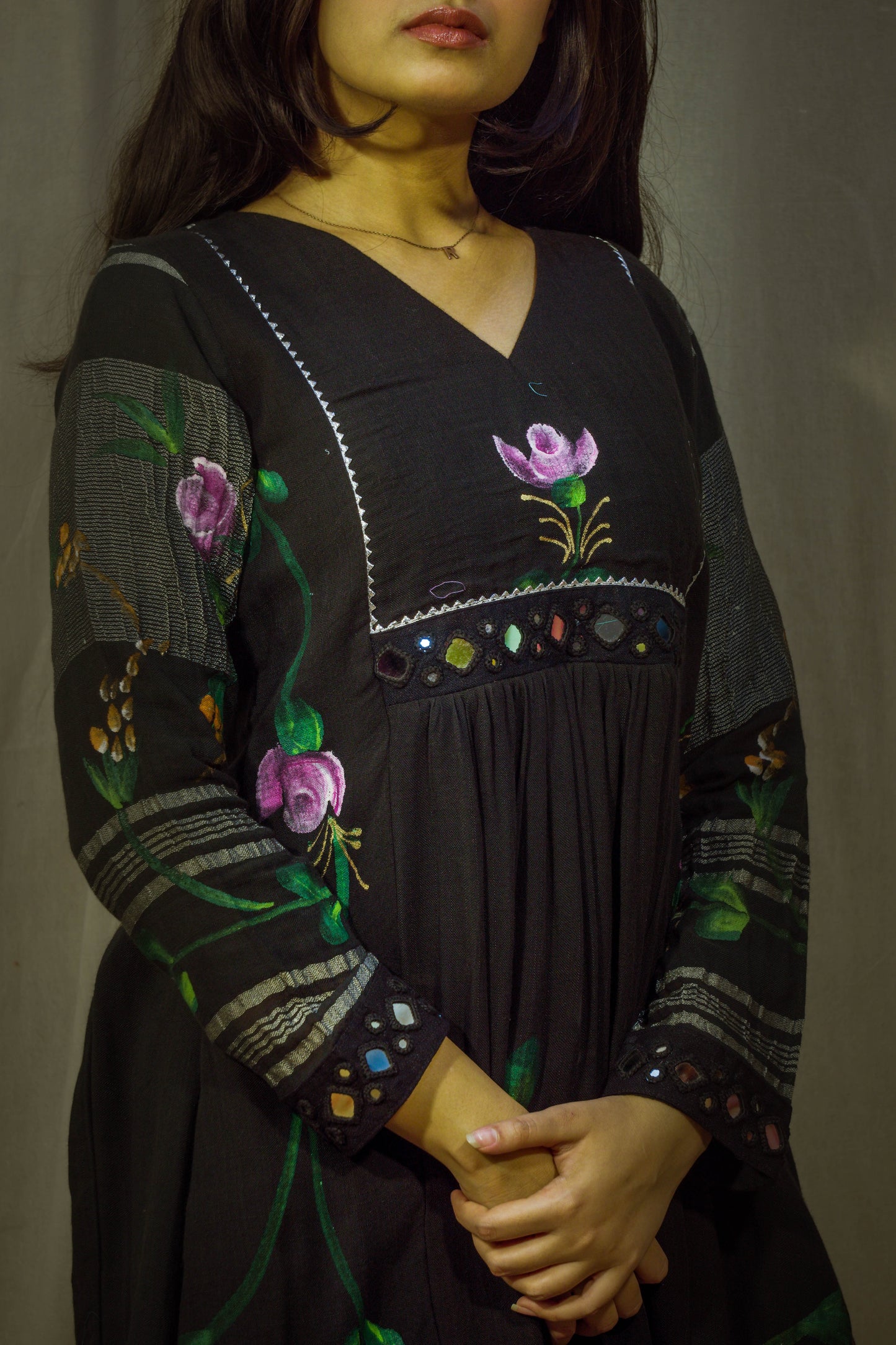 Noor Handpainted Black Pant Kurta Set